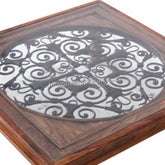 Takat Metal Jali Natural Solid Wood Spanish Coffee Table